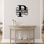 P Custom Name Initial Letter Monogram Metal Sign Decorative Iron Metal Wall Sculpture Cut Out Sign Vintage Metal Business Sign Address Sign Plaque for Dining Room Lodge Workshop Home Decor 18 Inch - Image 4