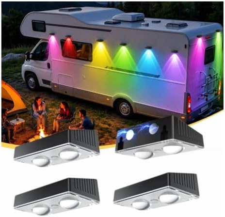 Solar Fence Lights, 4Packs Magnetism RGB Color Changing IP65 Waterproof, Deck for Fence Patio Step Wall by ZQHGMM
