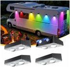 Solar Fence Lights, 4Packs Magnetism RGB Color Changing IP65 Waterproof, Deck for Fence Patio Step Wall by ZQHGMM