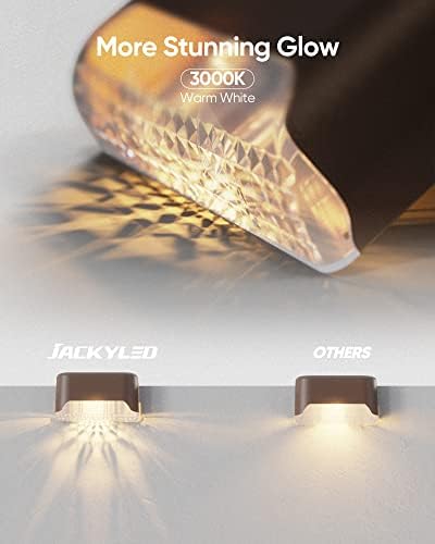 JACKYLED Solar Deck Lights, 16 Pack IP65 Waterproof Fence Step Light Brown - Image 2