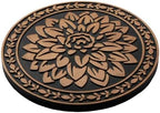 HF by LT Deluxe Rubber Stepping Stone, Dahlia Design, Heavy Duty 13" All-Weather Garden Tile, Black with Brushed Brass Finish, Set of 3 - Image 2