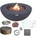 Elementi Lunar Bowl Cast Concrete Fire Table Bundle, Outdoor Fire Pit Fire Table Patio Furniture, Dark Gray (Natural Gas) by AMSFireplaceInc