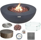 Elementi Lunar Bowl Cast Concrete Fire Table Bundle, Outdoor Fire Pit Fire Table Patio Furniture, Dark Gray (Natural Gas) by AMSFireplaceInc