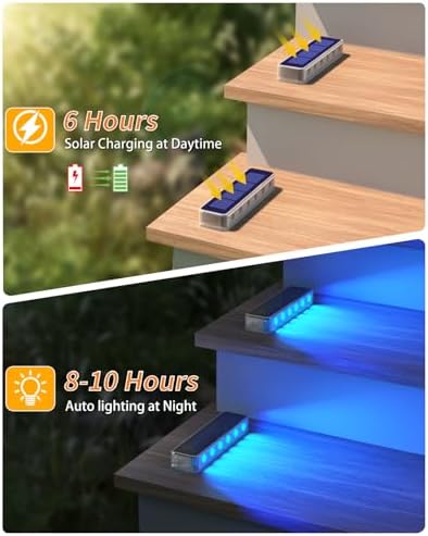 DetarZinLED Blue Solar Step Lights for Outside IP68 Waterproof Led 4 Pack - Image 2