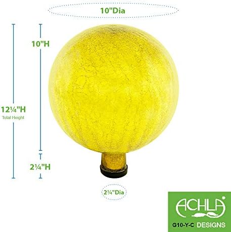 Achla Designs 10-inch Crackle Gazing Globe, Lemon Drop - Image 4