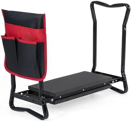 Goplus Garden Kneeler and Seat, Heavy-Duty Garden Bench w/Large Tool Pouch, Widen EVA Foam Kneeling Pad, Portable Gardening Helper for Women Men Seniors, Foldable Garden Stool for Kneeling & Sitting by Goplus