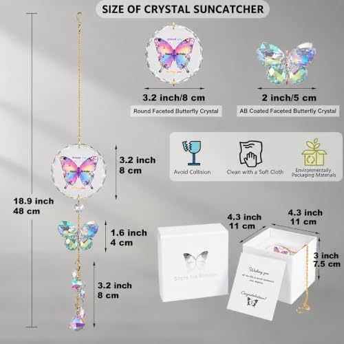 Birthday Gifts for Women Mom,Butterfly Crystal Suncatcher Gifts - Image 2