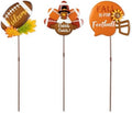 Glitzhome 24" H Set of 3 Thanksgiving Metal Football Turkey Yard Stakes, Fall Metal Football Turkey Outdoor Garden Stakes for Fall Indoor Outdoor Decorations Autumn Farmhouse Walkway Decor by Glitzhome