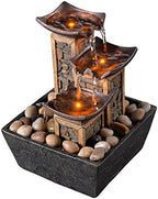 GOSSI Indoor 3-Tier Tabletop Water Fountain with Soothing Sound, Simulation Stone Pillar Design, Natural River Rocks, Reflective Lighting for Meditation and Relaxation - Image 6
