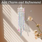 Crystal Wind Chimes - Glass Wind Chimes for Outside, Outdoor Crystal Suncatcher with Tuned Tubes, Reflective Windchimes Outdoors Unique, Hanging Prism Rainbow Maker Chandelier Home Decor Gift - Image 4