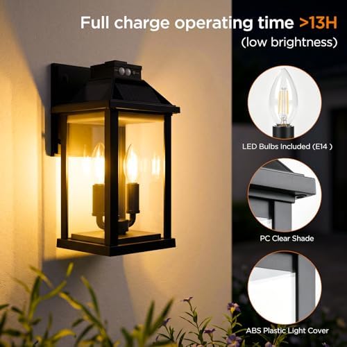 ropelux Solar Lights Outdoor Waterproof, 3 Modes Porch Lights, Motion Sensor Outside Light for House, Outdoor Wall Lights Lantern, Exterior Lighting Fixtures for Garden Patio Fence Yard Garage, 1Pack - Image 6
