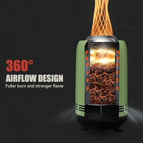 Portable Smokeless Fire Pit, 12” Stainless Steel Camp Stove, Green FP054 - Image 5