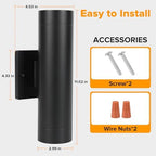 LUTEC Outdoor Wall Light Fixtures, Integrated LED Cylinder Up-Down Sconce, 16W 3000K Waterproof Aluminum Exterior Lighting, Modern Matte Black Wall Sconce Outdoor Lighting for Porch, Entryway, 4 Pack - Image 5