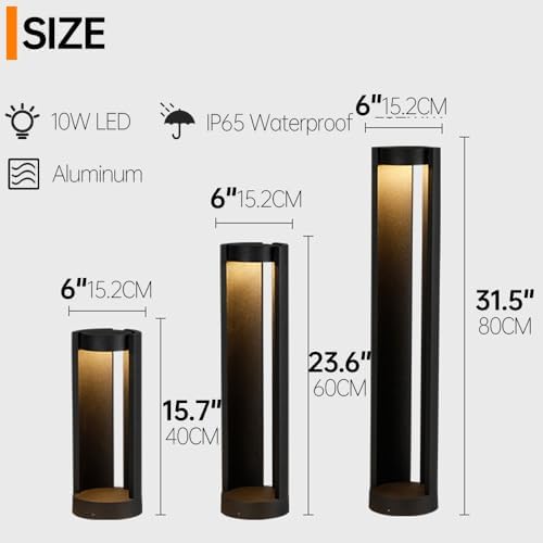 Modern Aluminum IP65 - Waterproof Landscape Path Lights with Warm - Light Hollow Bollard for Courtyard, Balcony and Front Door - Wired Garden Pathway Lighting Fixtures - Image 2
