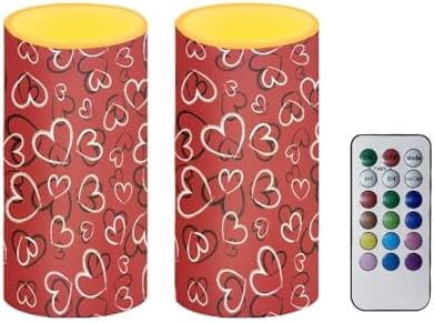 Valentines Day Red Heart Flameless Candles with Remote Battery Operated Candles with Timer Lanterns Waterproof Flameless Pillar Lights for Dining Table Decoration by Merkmak