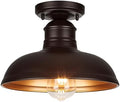 GOLDHILL 10" Semi Flush Mount Ceiling Light, Oil Rubbed Bronze Industrial Barn Shade with Gold Interior, 1-Light Bowl Fixture for Kitchen Island, Hallway and Covered Porch by Goldhill