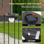 Outdoor Solar Floor Lamp with Plant Stand 2 in 1 Heavy-Duty Metal Flower Pot for Real/Fake Flowers, Adjustable Height, Waterproof Dusk to Dawn, Standing Light for Patio, Yard, Garden (35.5"H - 1Pack) - Image 6