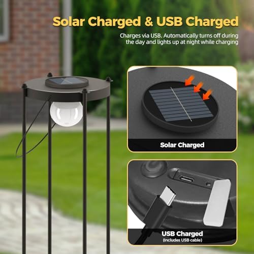Outdoor Solar Floor Lamp with Plant Stand – Tall Waterproof Standing Light for Patio, Garden & Yard, Auto On/Off from Dusk to Dawn, No Wiring Needed - Image 6