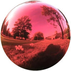 12 Inch Stainless Steel Gazing Ball, Red Mirror Sphere for Garden Décor by Mageeki