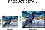 Raven Sitting on Frosted Fencepost Rectangular Stained Glass Suncatcher – Hanging Window Panel with Animal & Nature Scene – Vibrant Glass Art Gift for Wildlife, Fantasy, Nature Lovers U61mJ6 - Image 4
