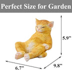 Sleeping Orange Cat Statue Outdoor Garden Decor, Realistic Resin Garden Cat Figurine, Indoor/Outdoor Decor, Heartwarming Memorial Gift for Cat Lovers, Lifelike Feline Sculpture for Patio & Yard - Image 3