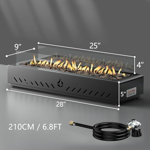 28" Propane Gas Fire Pit Side-Mounted, Portable Tabletop Fireplace, FP043 - Image 5