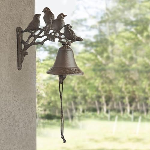Cast Iron Bird Door Bell, Vintage Wall Mounted Dinner Bell with 4 Birds on Branches Rustic Antique Animal Style Doorbell for Outdoor Garden Porch Farmhouse Home Decoration - Image 4