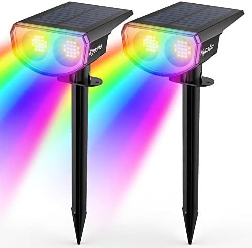 Kyosho Outdoor Solar RGBW Color Spot Lights, 38 LEDs Waterproof Solar Spotlight with 9 Lighting Modes, Multicolor Christmas Halloween Decor Lights for Tree Pool Yard Pathway, 2 Pack by Kyosho