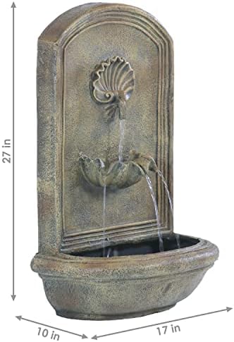 Sunnydaze Seaside 27 in Outdoor Wall Water Fountain with Pump - Florentine - Image 3
