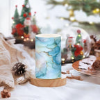 ALAZA Aqua Blue Gold Marble Textures Flameless Candles, LED Pillar Candles with Remote Timer, Battery Operated Candles Set of 2 - Image 2