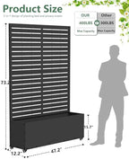 2PCS Metal Planter Box with Trellis,70.9"x47.2"x15.7" Raised Garden Bed with Drainage Holes, Privacy Planters for Outdoor, Garden Bed for Climbing Plants,Vegetables,and Vines, Black-louvered - Image 2