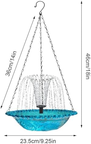 Solar Bird Bath Fountain, Hanging Outdoor Bird Bath with Solar Powered Pump, Weather-Resistant Glass Bowl Fountain, Multi-Spray Modes for Garden, Patio, Backyard, Attracts Birds (Pink) - Image 3