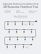 Brightech Ambience Pro - Waterproof LED Outdoor String Lights - 15 Bulbs, Dimmable 2W Vintage Spiral Edison Bulbs - 48 Ft Commercial Grade Patio Lights Cafe Ambience in Your Backyard - Image 3