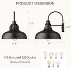Bestshared Outdoor Farmhouse Barn Lights, Medium Outdoor Wall Barn Lighting,11.5” Dome Industrial Wall Sconces, Exterior Wall Lighting Fixture, Porch Wall Lantern (1Pack, Black+White) - Image 3