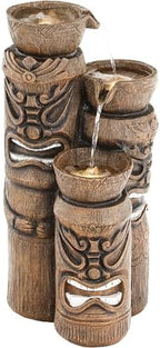 31" H Tiki Statue Outdoor Water Fountain with LED Lights - Image 2