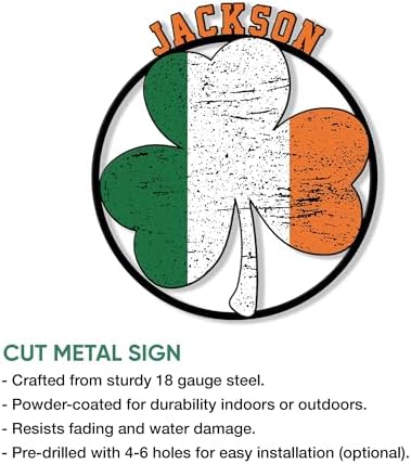 Personalized Irish Metal Sign, Ireland Celtic Shamrock Hanging Sign Welcome Outdoor Porch, Custom Name Wall Fence Patio Yard Home Office Decor, Birthday, St. Patrick’s Day Gifts - Image 2