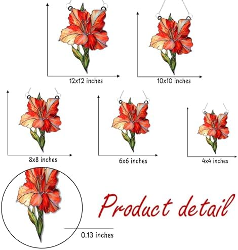 Red Gladiolus Flower Acrylic Suncatcher Size 10 inches, Flower Sun Catchers for Window Hanging, Stained Glass Effect Garden Decor, Gift for Mother's Day, Mom, Grandma, Wife, Women - Image 3