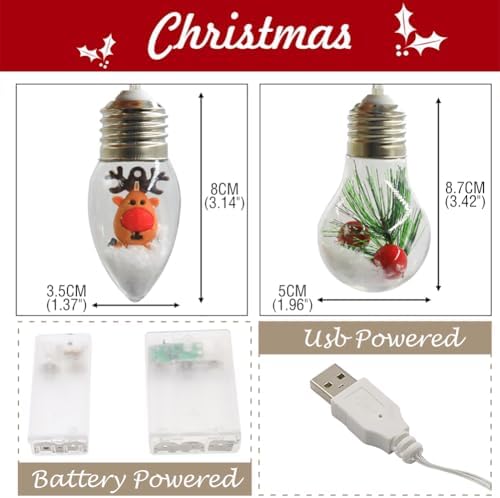 CAKERS Christmas Tree Decor Hanging String Lights|Creative PVC Clear Light Bulb Modeling Led Copper Wire Lights for Party Wedding Birthday Decor,A,2m(6.5ft)-10LED-Battery - Image 4