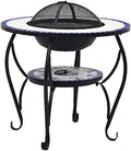 vidaXL Mosaic Fire Pit Table Blue and White 26.8" Ceramic by vidaXL