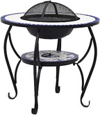 vidaXL Mosaic Fire Pit Table Blue and White 26.8" Ceramic by vidaXL