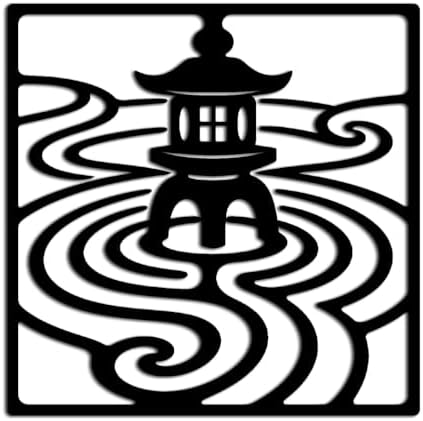 Japanese Zen Pagoda Metal Wall Art Decor Outdoor Decor Minimalist Aesthetic Metal Signs Elegant Wall Decor for Living Room Office Space Zen Garden Inspired Wall Hanging (Black,16inch) by Unknown