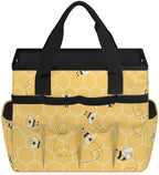 Yellow Bee Gardening Tool Bag,Heavy Duty Garden Tote Bag,Portable Oxford Gardening Storage Basket Organizer Handbag with Pockets Handle,Hand Tools Gifts for Outdoor Garden Lawn Yard - Image 2