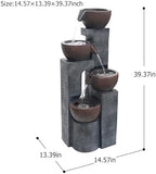 4 Tiered Cascading Outdoor Water Fountain with LED Lights 39.37’’H - Image 5