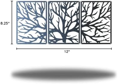 Riverside Designs 3 Panel Tree | Large Metal Art Sectioned Steel Decor | Made In USA | Multiple Sizes and Colors (Black, 30") - Image 2
