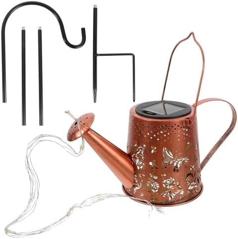 Kichvoe Solar Garden Kettle Light, Iron Watering Can Figurine Lamp by Kichvoe