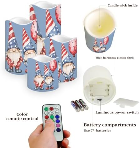 Dwarf Flameless Candles LED Pillar Candles Battery Operated Candles with Remote and Timers Color Changing Electric Fake Plastic Candles Patriotic Decoration Set of 4 - Image 3