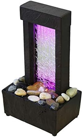 Nature's Mark 10" H Crackled Glass Light Show Tabletop Water Fountain with Natural River Rocks and Color Changing LED Lights (Corded) - Image 2