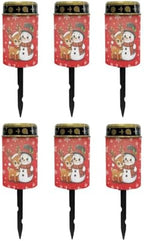 Poceacles Outdoor Lights Solar Grave Candle Solar Cemetery Candles LED Automatic Outdoor Flameless Cemetery Lights for Christmas, Cute Snowman Reindeer Red, Pack of 6 by Poceacles
