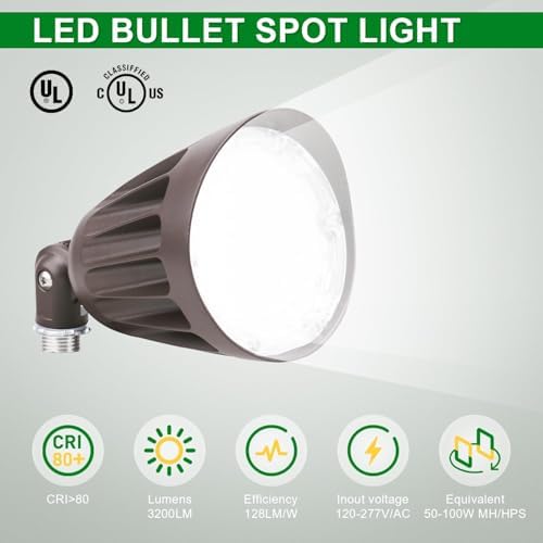 25W LED Bullet Spotlight Flood Light 3CCT Selectable Landscape Spotlight - Image 2
