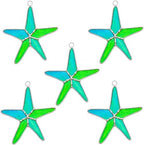Stained Glass Peacock Starfish Suncatcher Set of 5, Coastal Home Decor by DGEDistribution